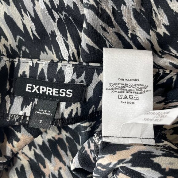 Express Women's Abstract Print Faux Satin Cowl Neck Midi Slip Dress Size Small - Picture 5 of 6